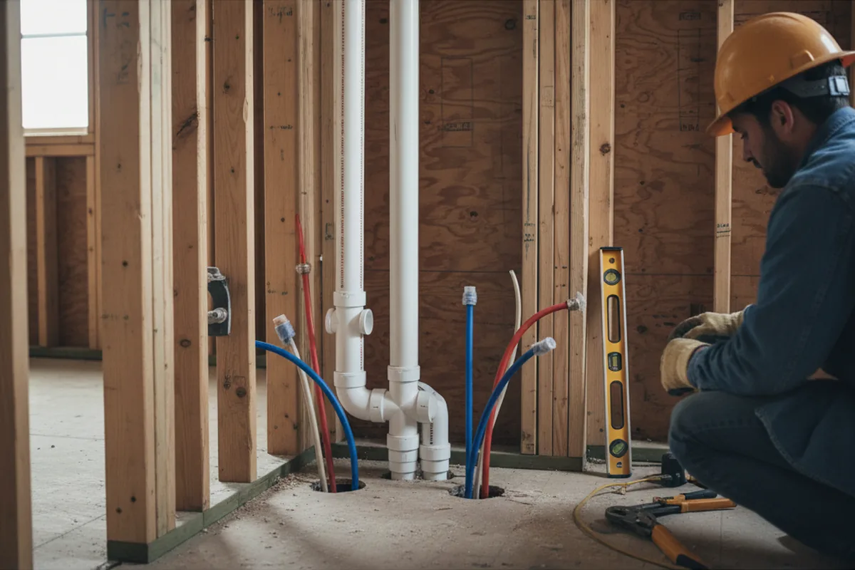 Drain and supply rough-in during Drain Cleaning in Owosso