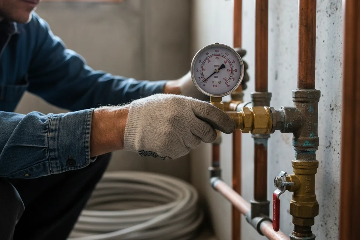 Pressure testing a repaired line during Water Line Repair in Owosso
